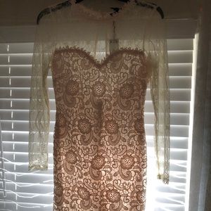 Cream lace dress with sleeves